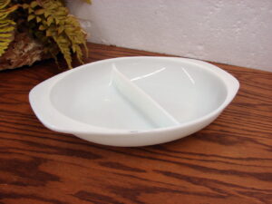 Vintage PYREX Solid White #1063 Divided Dish 1 1/2 Quart