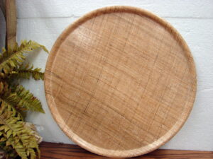 Vintage MCM Raffia Ware 17" Burlap RaffiaWare Round Serving Tray
