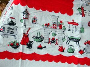 Brand New Vintage Retro Kitchen Appliance Stove Themed Cotton 44 x 46 Tablecloth