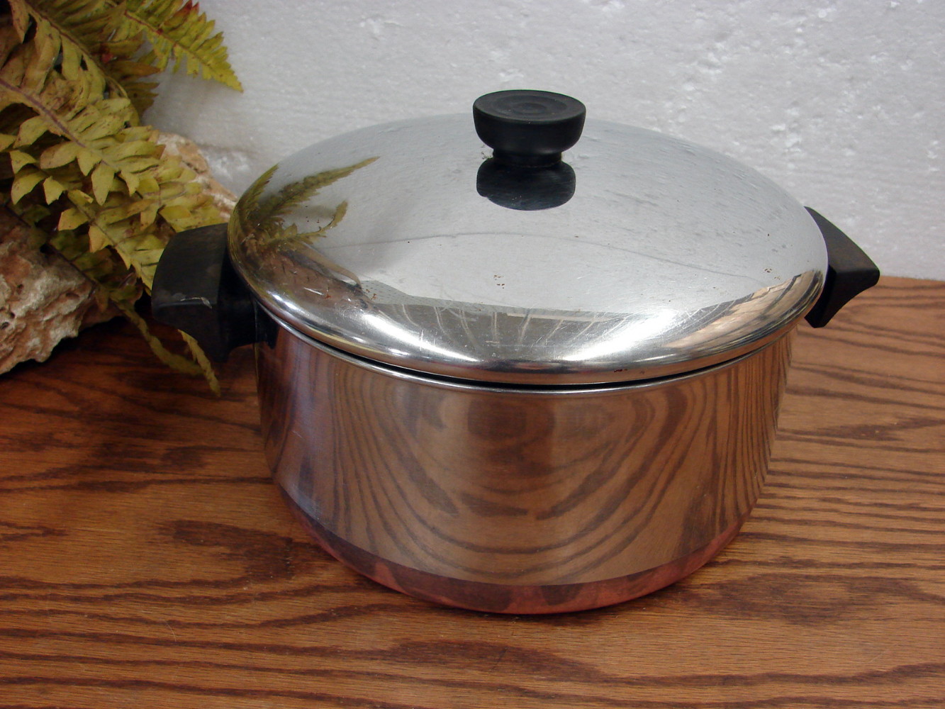 Vintage Copper Bottom Revere Ware 4 1/2 Quart Stock Pot w/ Lid