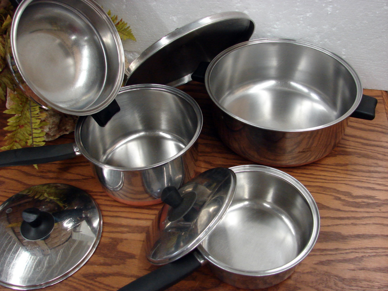Vintage Sears Stainless Steel Copper Bottom Stock Pot Sauce Pan Double Boiler - Image 2