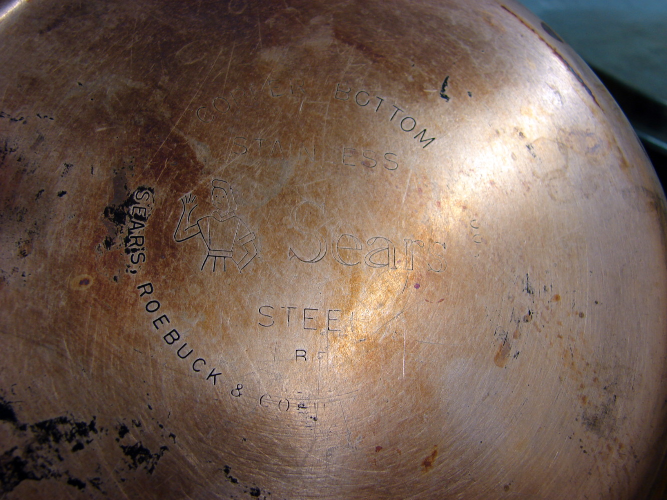Vintage Sears Stainless Steel Copper Bottom Stock Pot Sauce Pan Double Boiler - Image 4