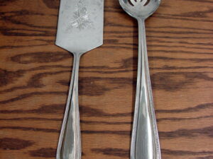 Vintage Temp-tations Old World Bead 18/10 Stainless Steel Serving Set Slotted Spoon Spatula