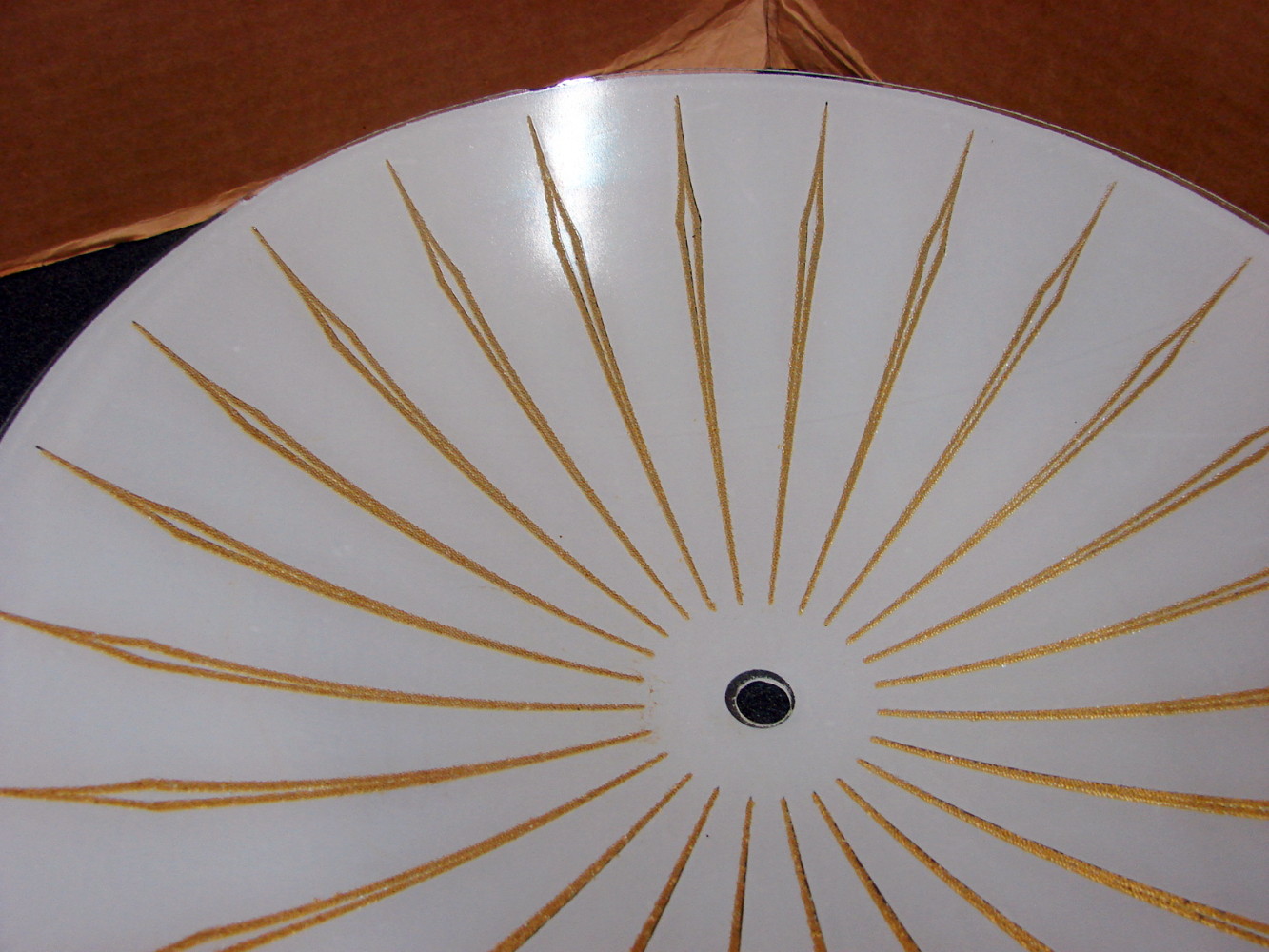 Set/2 Matching Vintage Ceiling Light Fixture Shades Globes Gold Star Design One Fixture - Image 2