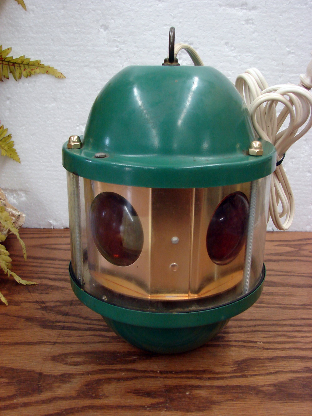 Vintage 1960 Swiss Golden Beacon Revolving Multi Colored Disco Party Lamp Tested