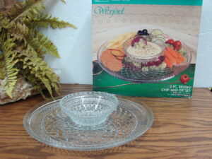 Brand New Vintage Anchor Hocking Wexford MCM Divided Relish Chip Dip Platter in Box