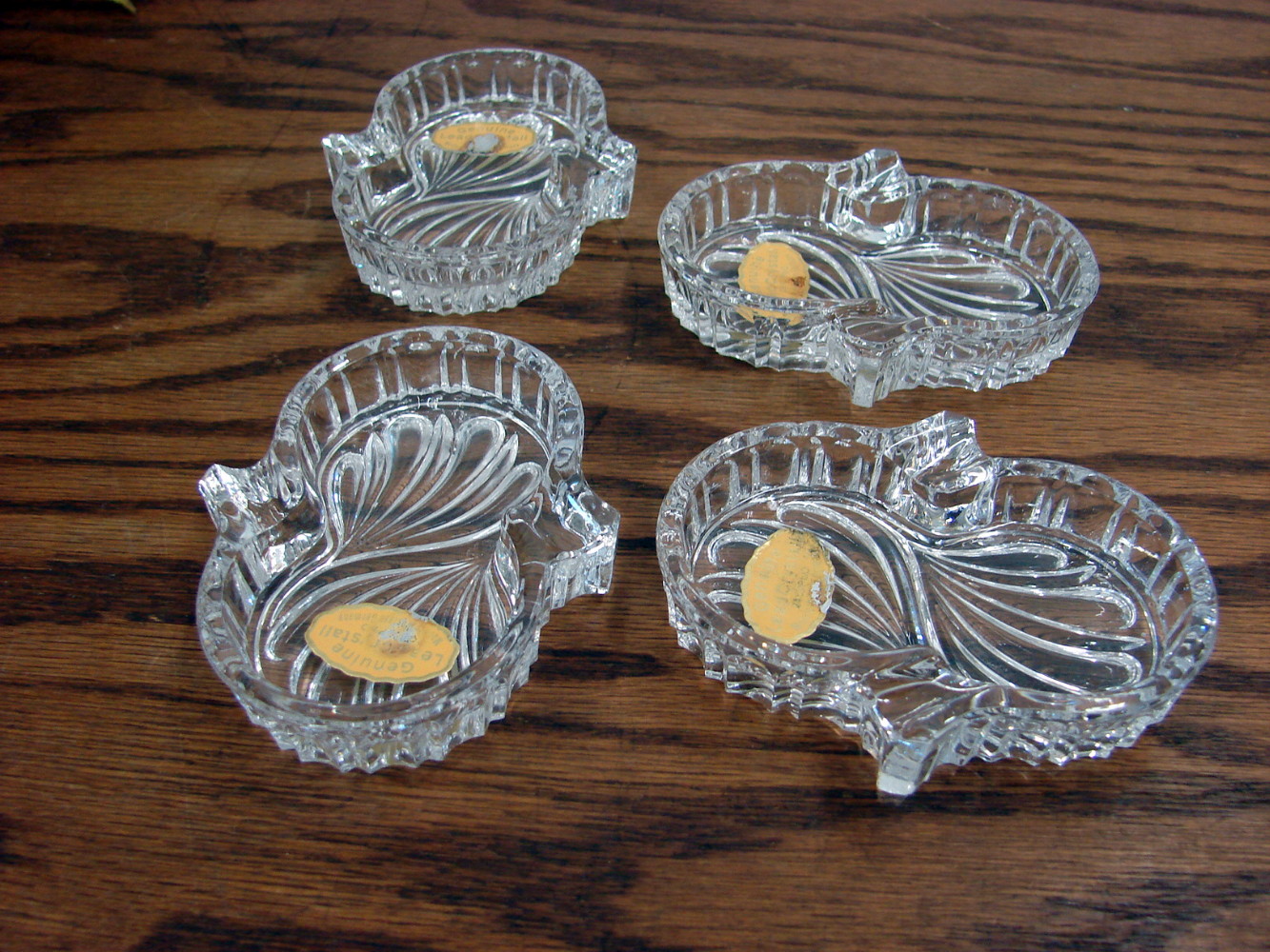 Set/4 Vintage Nachtmann Lead Crystal W. Germany Individual Ashtray Nut Tray w/ Labels - Image 2