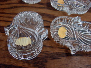 Set/4 Vintage Nachtmann Lead Crystal W. Germany Individual Ashtray Nut Tray w/ Labels