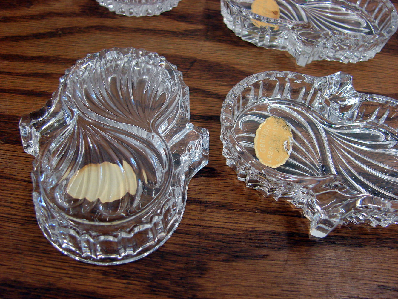 Set/4 Vintage Nachtmann Lead Crystal W. Germany Individual Ashtray Nut Tray w/ Labels