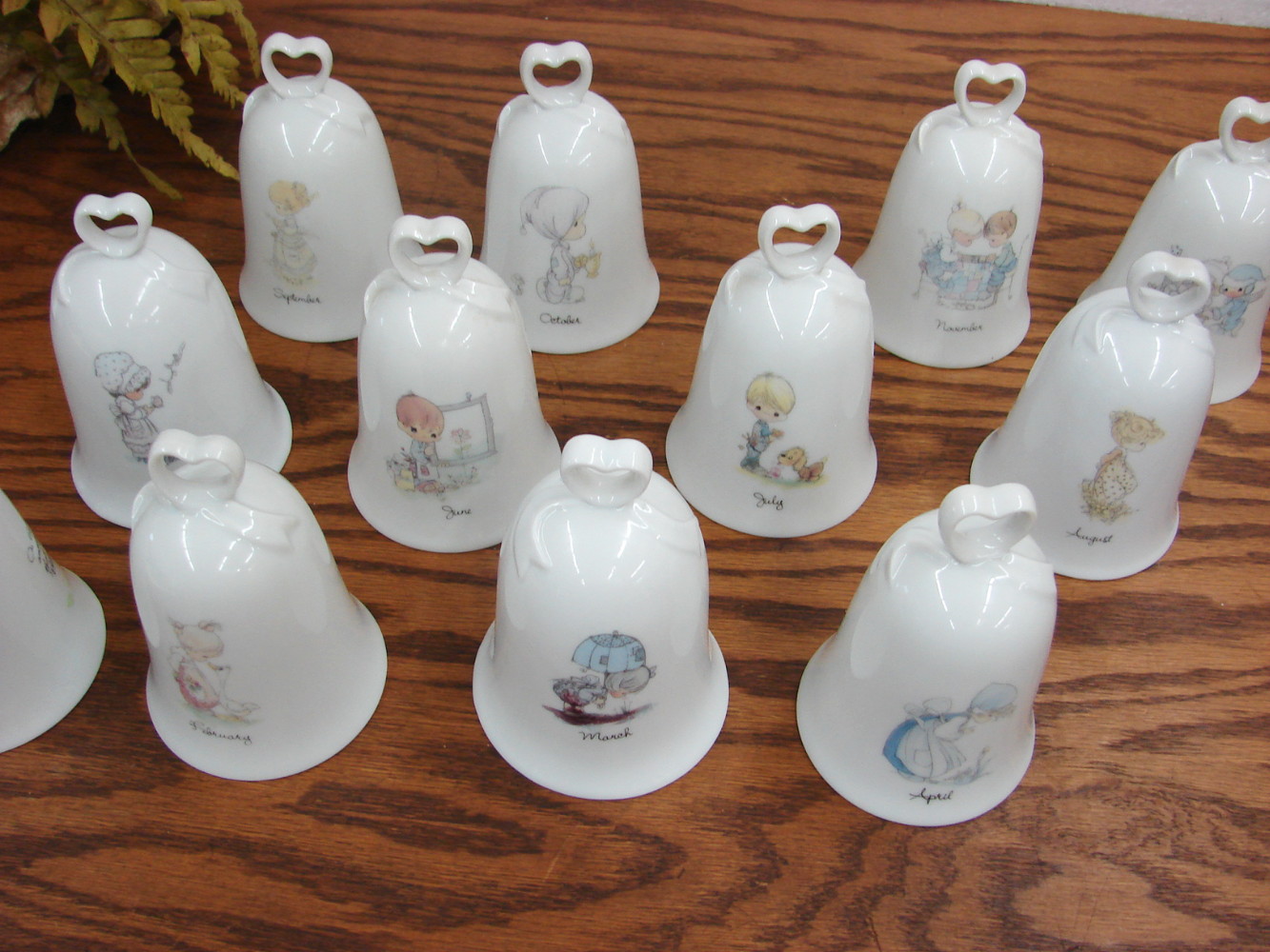 Set/12 Retired Enesco Precious Moments Monthly Bell Heart Handle Porcelain Samuel Butcher - Image 2