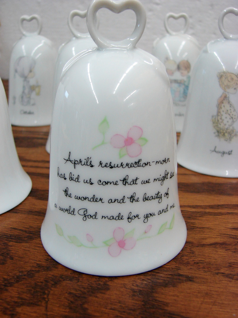 Set/12 Retired Enesco Precious Moments Monthly Bell Heart Handle Porcelain Samuel Butcher - Image 3