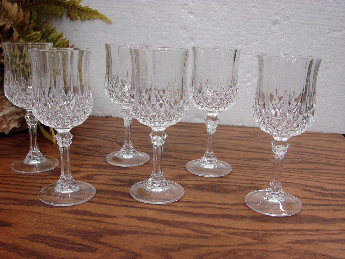 Set/6 Cristal d'Arques Longchamp Crystal 6 oz Wine Glasses 6 1/2" Tall - Image 2