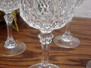 Set/6 Cristal d'Arques Longchamp Crystal 6 oz Wine Glasses 6 1/2" Tall