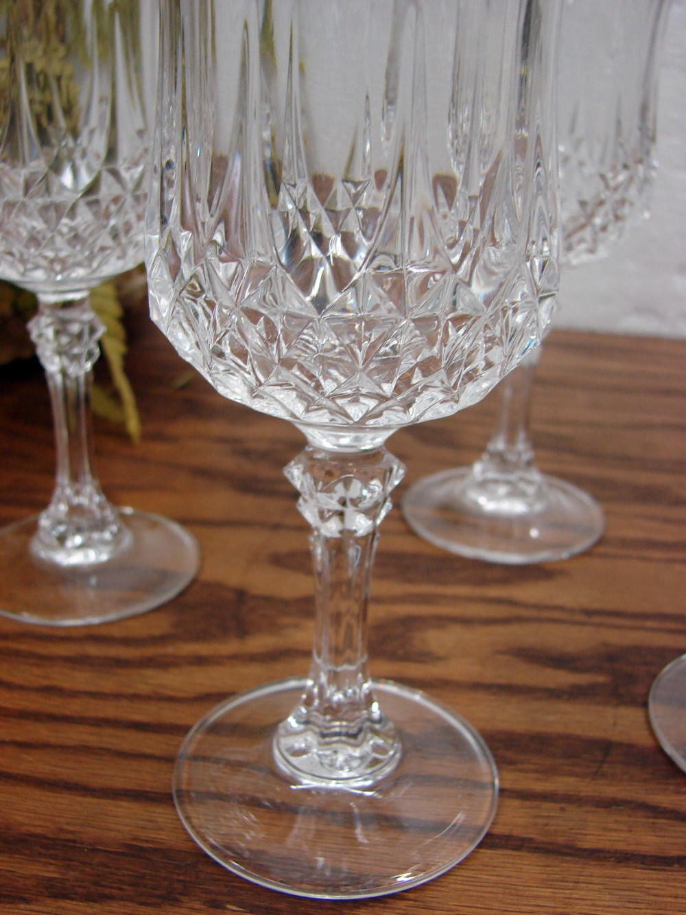 Set/6 Cristal d'Arques Longchamp Crystal 6 oz Wine Glasses 6 1/2" Tall