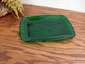 Vintage Anchor Hocking Charm Emerald Forest Green Glass Rectangular Platter