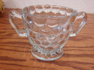 Vintage Anchor Hocking Blue Sapphire Bubble Sugar Bowl