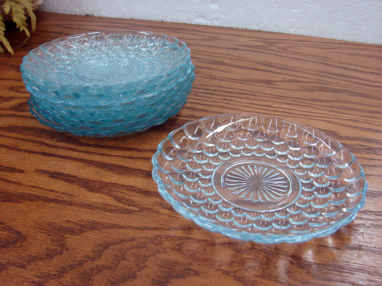 Set/8 Vintage Anchor Hocking Blue Sapphire Bubble Saucer Plates