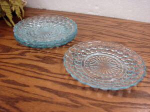 Set/4 Vintage Anchor Hocking Blue Sapphire Bubble Plates 6 5/8"