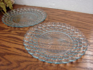 Set/2 Vintage Anchor Hocking Blue Sapphire Bubble Plates 9 3/4"