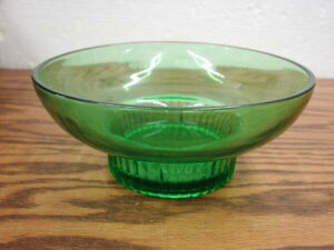 Vintage Emerald Green E.O. Brody or A.L. Randall Glass Shallow Bowl Vase Succulents