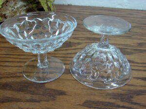 Set/2 Vintage Crystal Clear Fostoria American Cubist Sherbet 3 1/8 x 4 1/8"