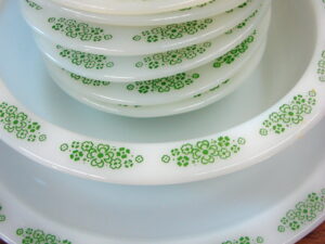 Vintage Anchor Hocking White Milk Glass SpringWood Placesetters Platter Serving Bowls
