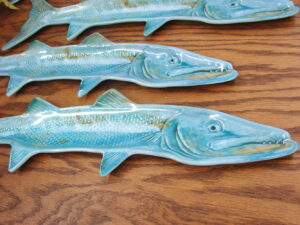 Set/4 Pottery Barn Melamine Barracuda Fish Serving Trays