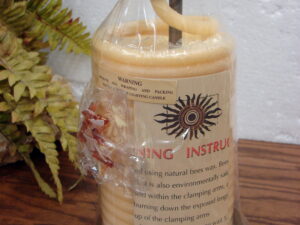 Natural Bees Wax Coiled Candle with Metal Clamp Stand Bees Candle By the Hour