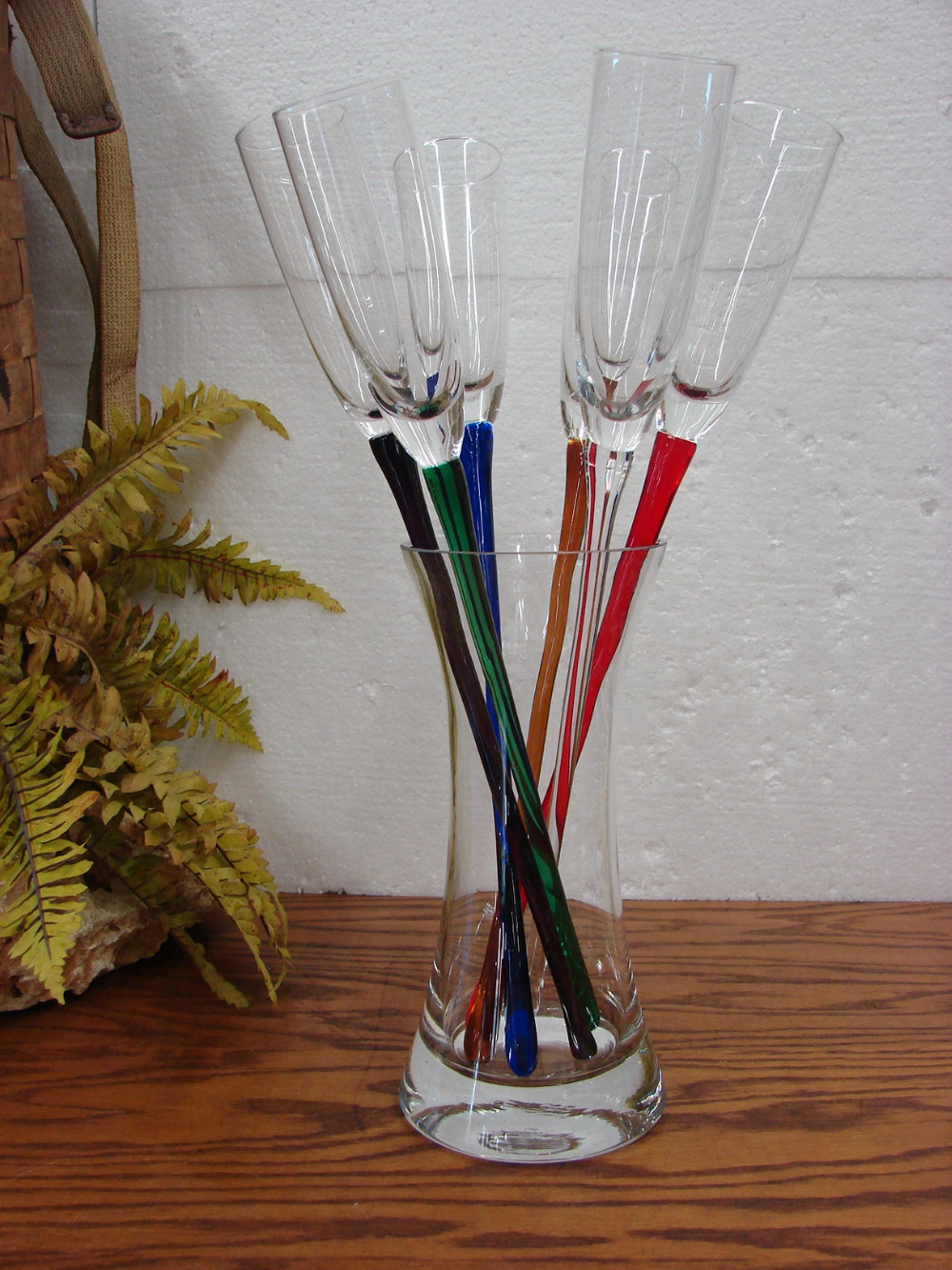 Vintage Long Stem Hand Blown Champagne Flutes in Crystal Vase Artland Glass - Image 2