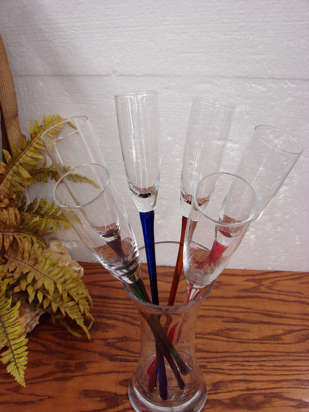 Vintage Long Stem Hand Blown Champagne Flutes in Crystal Vase Artland Glass