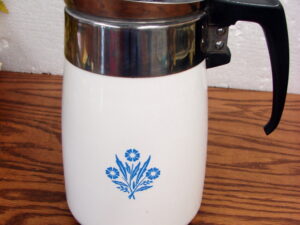 6 Cup Vintage Corning Ware Blue Cornflower Percolator Stove Top Coffee Maker