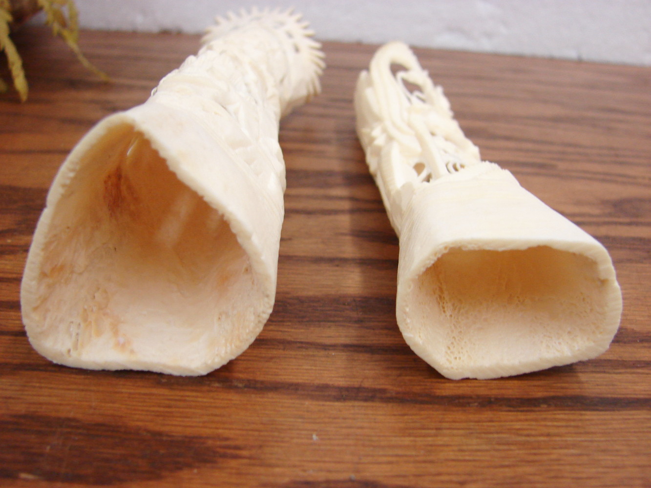 Set/2 Vintage Intricately Hand Carved Bone Carvings Bali Goddess Totem Figure - Image 3