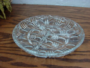 Vintage Thumbprint Bars Triple Divided Relish Dish Clear Crystal Cabaret Tray