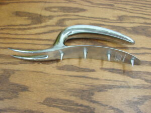 Vintage Carvel Hall Ham Roast Holder Chrome Plate One Hand Design Meat Carving Assistance
