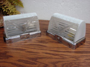 Set/2 Vintage Art Deco Geometric Design Glass Accent Wall Light Fixtures Bathroom Mirror