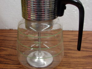 Vintage Complete Cory DGPL 8 Cup Art Deco Glass Percolator Green Lines