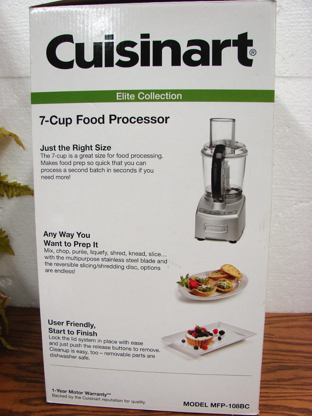 Brand New Cuisinart 7 Cup Elite MFP-108BC Food Processor Simple To Use On Off Pulse Buttons - Image 2
