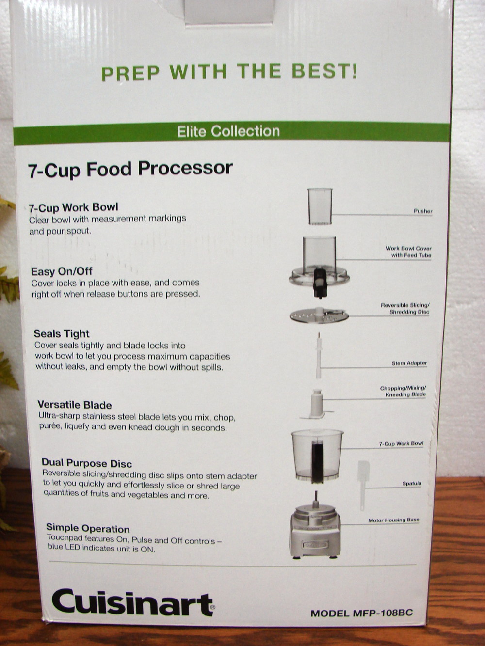 Brand New Cuisinart 7 Cup Elite MFP-108BC Food Processor Simple To Use On Off Pulse Buttons - Image 5