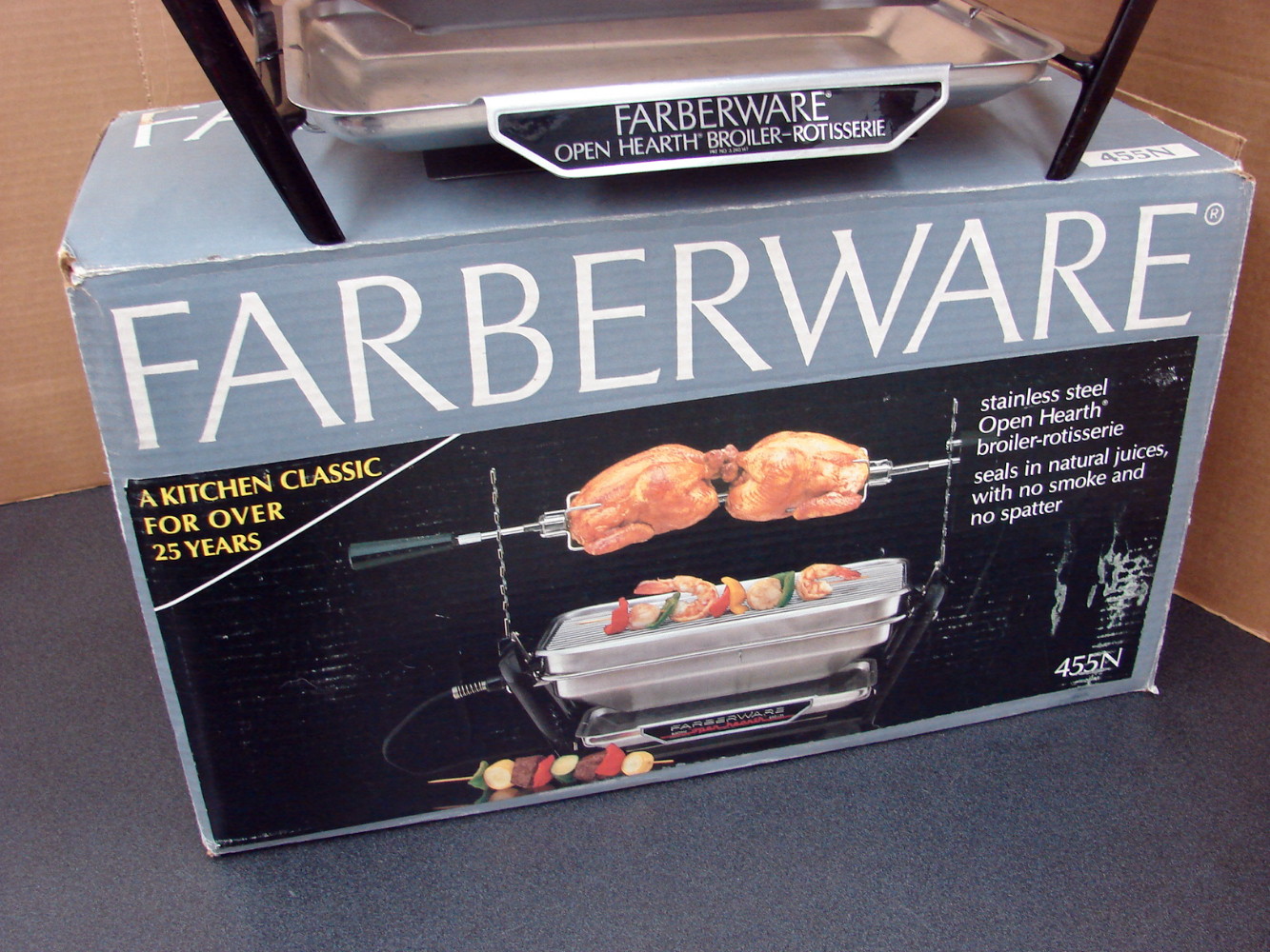 Farberware Open Hearth Electric Broiler & Rotisserie #455N Complete w/ Box and Manual - Image 2
