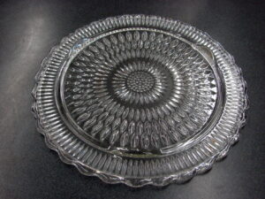 Vintage 12" Federal Glass Sunflower Cake Plate Serving Platter Clear Footed