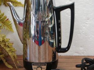 Vintage Complete GE Immersible Chrome 9 Cup Stainless Steel Coffee Pot Percolator Tested