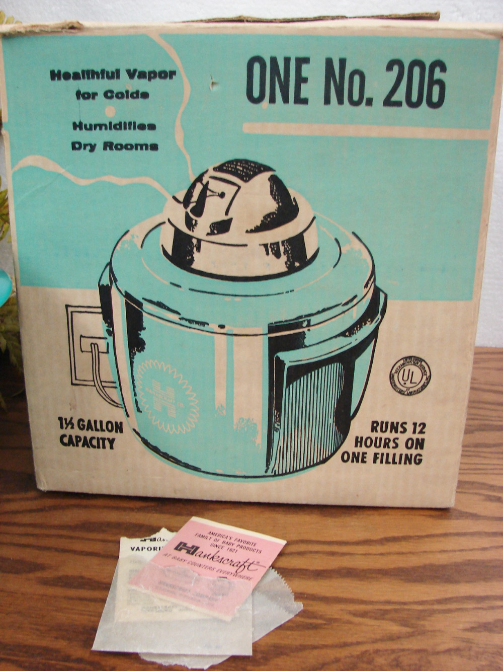 Like New Vintage Hankscraft #206 Turquoise MCM Vaporizer Humidifier in Box Tested Working - Image 3