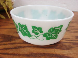 Vintage Hazel Atlas Green Ivy Milk Glass Mixing Nesting Bowl 5"