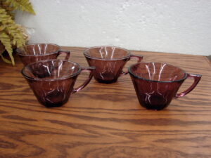 Set/4 Vintage Hazel Atlas Moroccan Amethyst Mug Cup Only for Snack Luncheon Sets