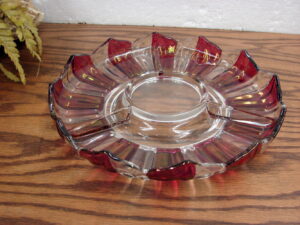 Vintage Hazel Atlas Ruby Red Flash Divided Petal Relish Platter Dish