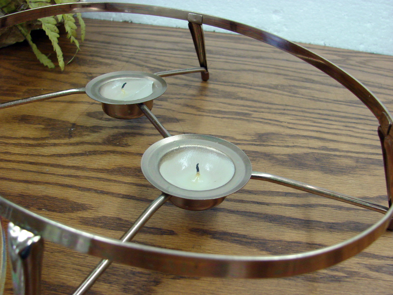 Vintage Renaissance Stained Glass Inland Meat Serving Platter Tray w/ Warmer Stand - Image 3