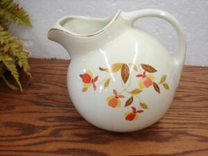 Vintage Hall's Universal Jewel Tea Autumn Leaf China Ball Jug Pitcher