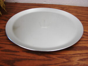 Vintage Round Kensington Stainless Steel Aluminum Stamped Design Serving Tray