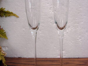 Set/2 Mikasa Large Bridal Set Shadow Flute Simple Champagne Toasting Glasses 11 3/8"