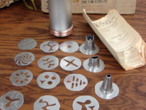 Vintage Original Mirro #355 Spritz Cookie Cooky Press Skinny Reservoir Complete Tube Box Recipes